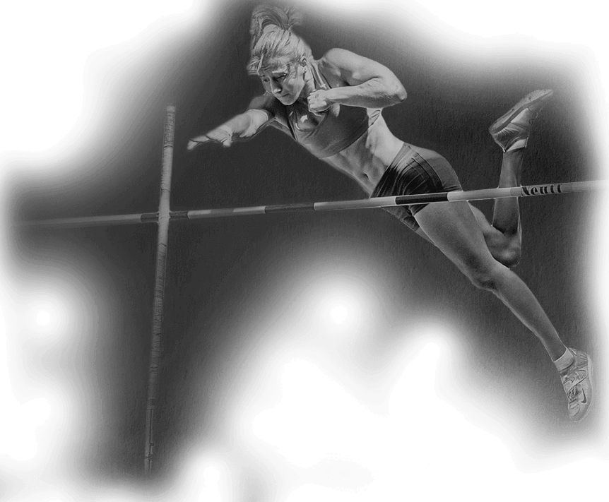 a woman is jumping in the air on a high jump